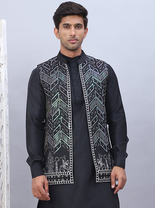 Embroidered Silk Blend Nehru Jacket