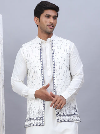 Embroidered Silk Blend Nehru Jacket