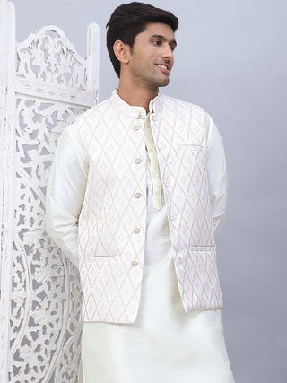 Embossed Silk Blend Nehru Jacket