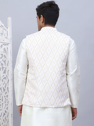 Embossed Silk Blend Nehru Jacket