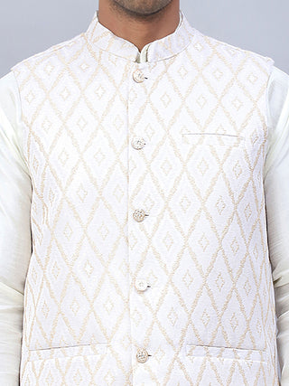 Embossed Silk Blend Nehru Jacket