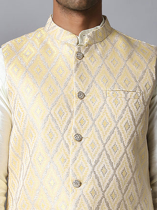 Embossed Silk Blend Nehru Jacket