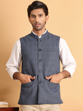 Checked Nehru Jacket for Men