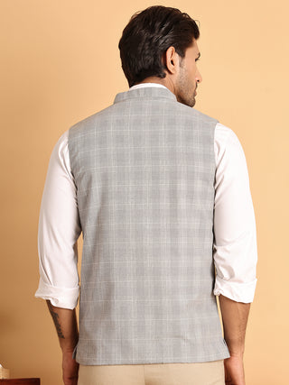 Checked Nehru Jacket for Men