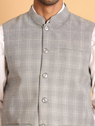 Checked Nehru Jacket for Men