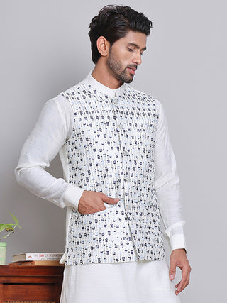 Embroidered Nehru Jacket For Men