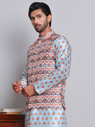 Digital Printed Nehru Jacket For Men