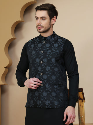 Embossed Nehru Jacket for Men