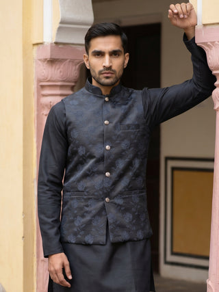 Embossed Nehru Jacket for Men
