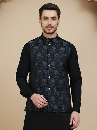 Embossed Nehru Jacket for Men