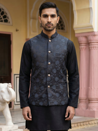 Embossed Nehru Jacket for Men