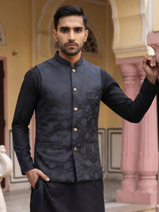 Embossed Nehru Jacket for Men