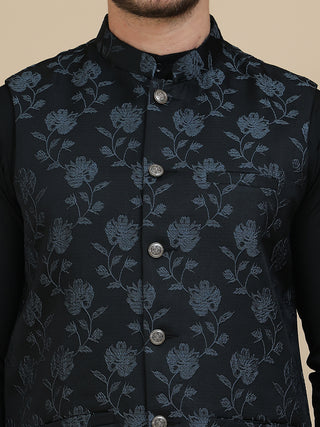Embossed Nehru Jacket for Men