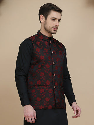 Embossed Nehru Jacket for Men