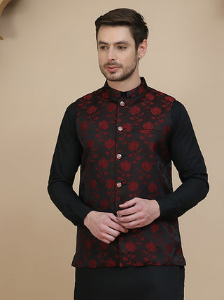 Embossed Nehru Jacket for Men