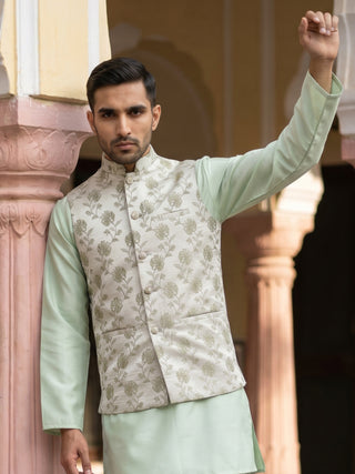 Embossed Nehru Jacket for Men