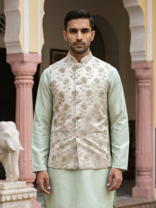 Embossed Nehru Jacket for Men