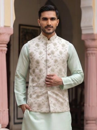 Embossed Nehru Jacket for Men