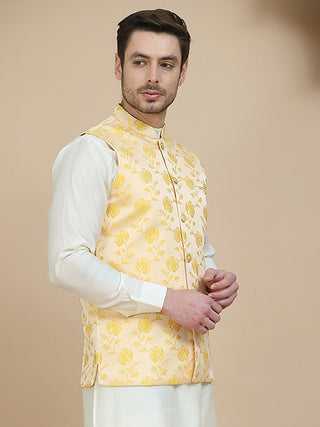 Embossed Nehru Jacket for Men