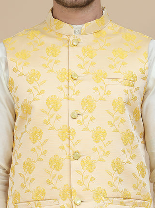 Embossed Nehru Jacket for Men