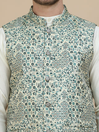 Woven Design Nehru Jacket for Men