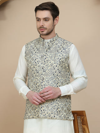 Woven Design Nehru Jacket for Men