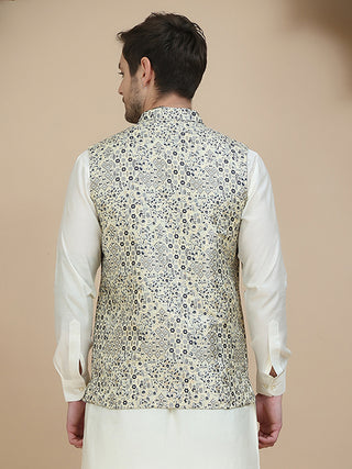 Woven Design Nehru Jacket for Men
