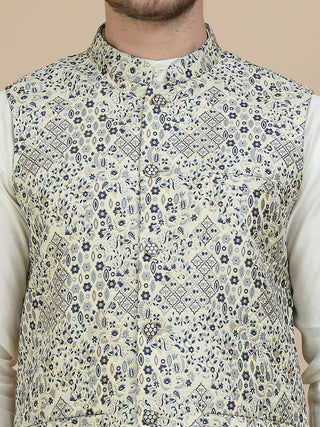 Woven Design Nehru Jacket for Men