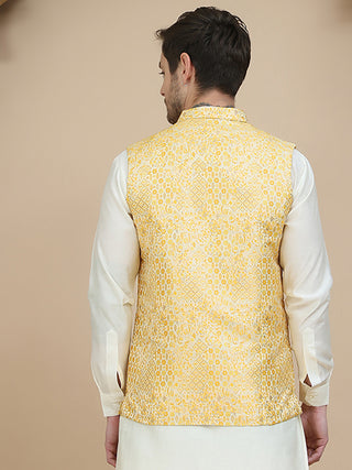 Woven Design Nehru Jacket for Men
