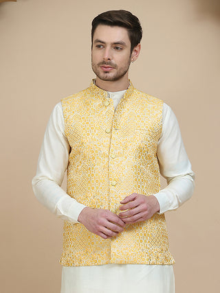 Woven Design Nehru Jacket for Men