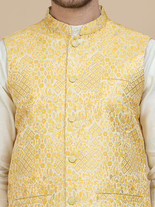 Woven Design Nehru Jacket for Men