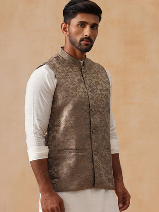 Woven Design Nehru Jacket for Men