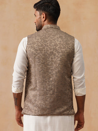 Woven Design Nehru Jacket for Men