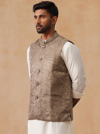 Woven Design Nehru Jacket for Men
