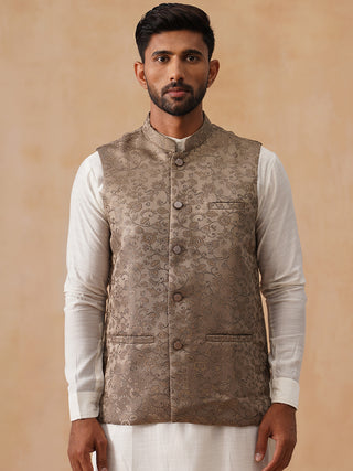 Woven Design Nehru Jacket for Men