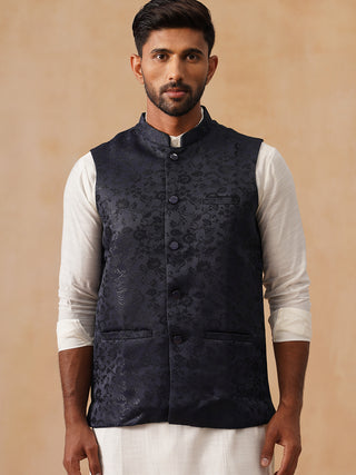 Woven Design Nehru Jacket for Men
