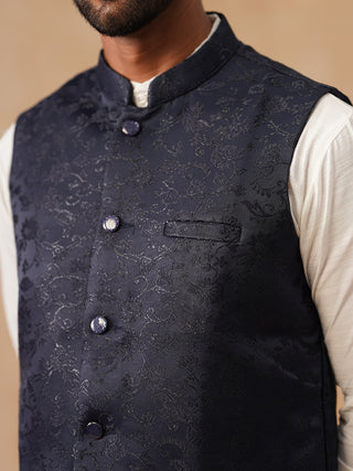 Woven Design Nehru Jacket for Men