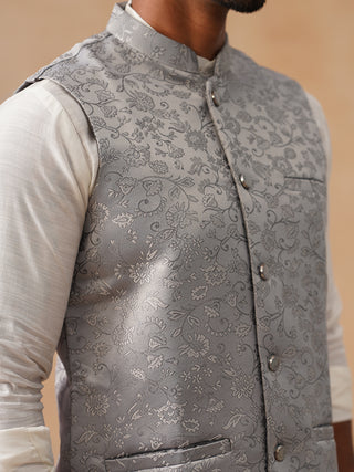 Woven Design Nehru Jacket for Men
