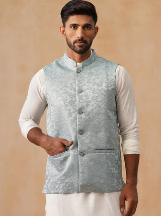 Woven Design Nehru Jacket for Men