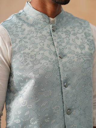 Woven Design Nehru Jacket for Men