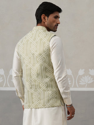 Geometric Weave Embroidered Nehru Jacket