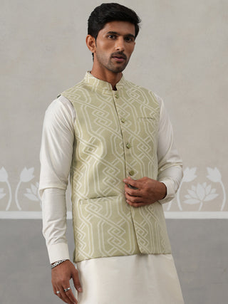 Geometric Weave Embroidered Nehru Jacket
