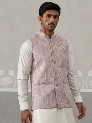 Geometric Weave Embroidered Nehru Jacket