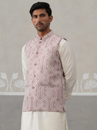 Geometric Weave Embroidered Nehru Jacket