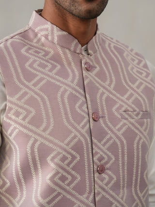 Geometric Weave Embroidered Nehru Jacket