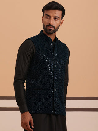 Men’s Velvet Sequin Work Nehru Jacket