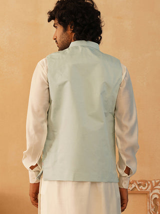 Embroidered Silk Blend Nehru Jacket