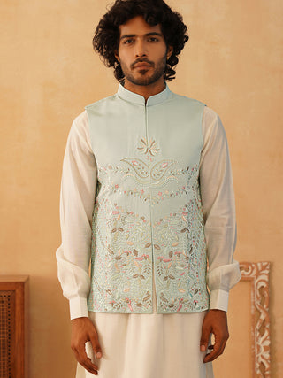 Embroidered Silk Blend Nehru Jacket