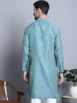 Men Blue Woven Design Kurta Only