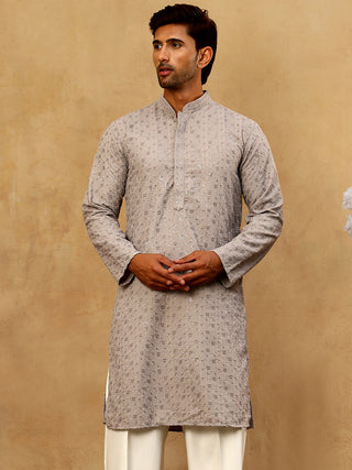 Men's Cotton Chikankari Sequins Kurta